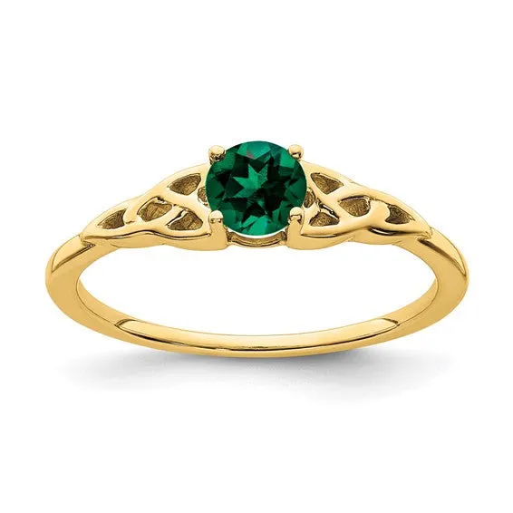 10k or 14k Gold 4.5mm Round Gemstone Celtic Knot Side Rings