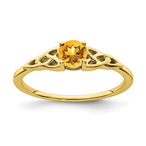 10k or 14k Gold 4.5mm Round Gemstone Celtic Knot Side Rings