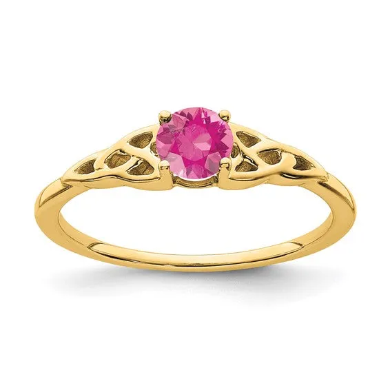 10k or 14k Gold 4.5mm Round Gemstone Celtic Knot Side Rings