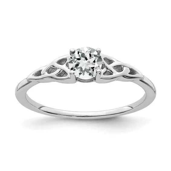 10k or 14k Gold 4.5mm Round Gemstone Celtic Knot Side Rings