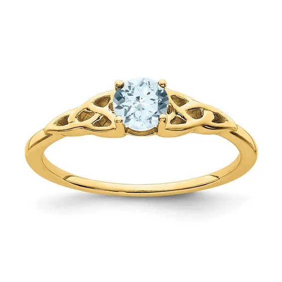 10k or 14k Gold 4.5mm Round Gemstone Celtic Knot Side Rings