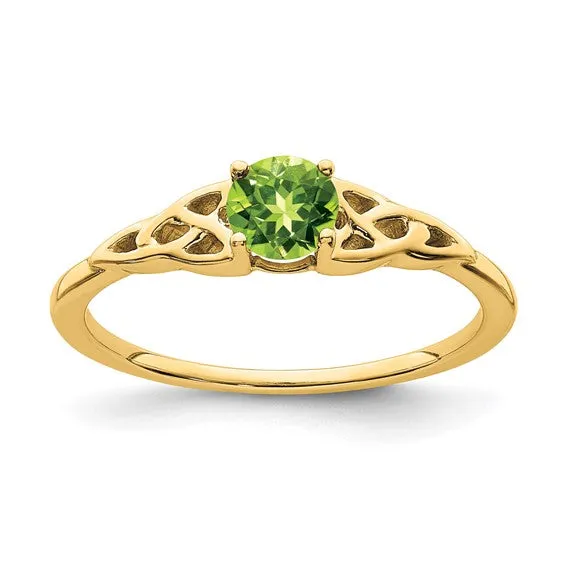 10k or 14k Gold 4.5mm Round Gemstone Celtic Knot Side Rings