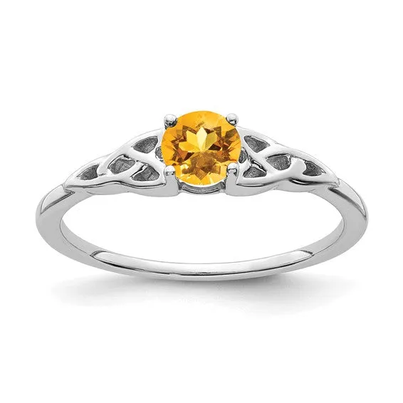10k or 14k Gold 4.5mm Round Gemstone Celtic Knot Side Rings