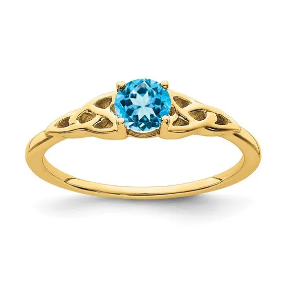 10k or 14k Gold 4.5mm Round Gemstone Celtic Knot Side Rings