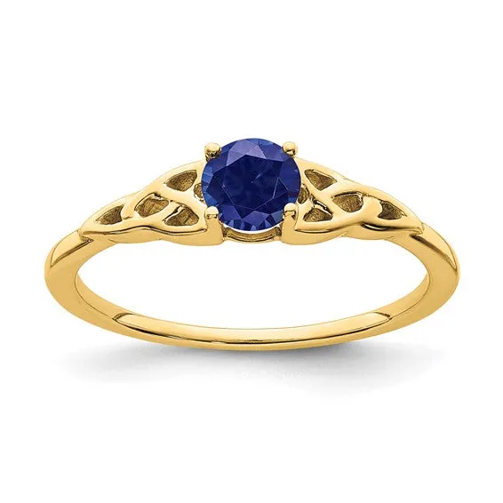 10k or 14k Gold 4.5mm Round Gemstone Celtic Knot Side Rings