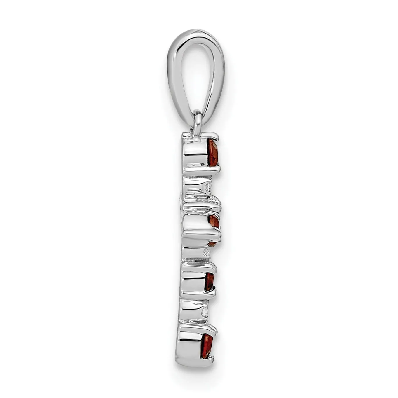 14k White Gold Garnet Diamond Cross Pendant