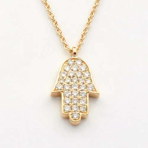 14KY 0.25CTW DIAMOND - HAMSA NECKLACE