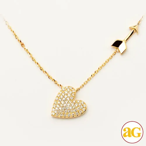 14KY 0.25CTW DIAMOND NECKLACE - HEART AND ARROW