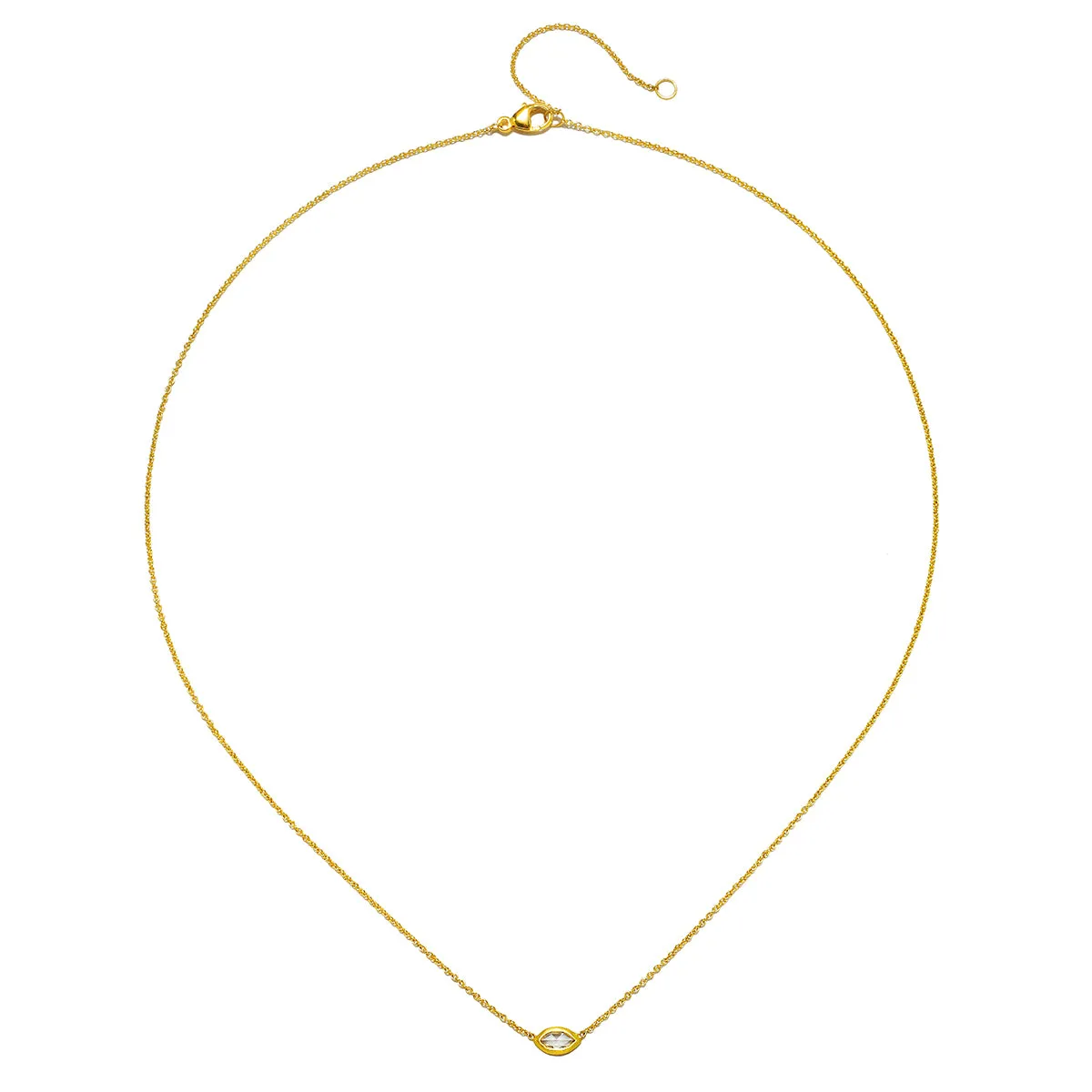 18 Karat Gold Rose Cut Marquise Diamond Necklace