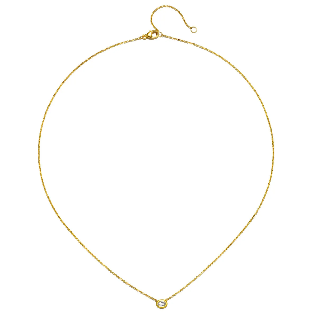 18 Karat Gold Rose Cut Oval Diamond Necklace