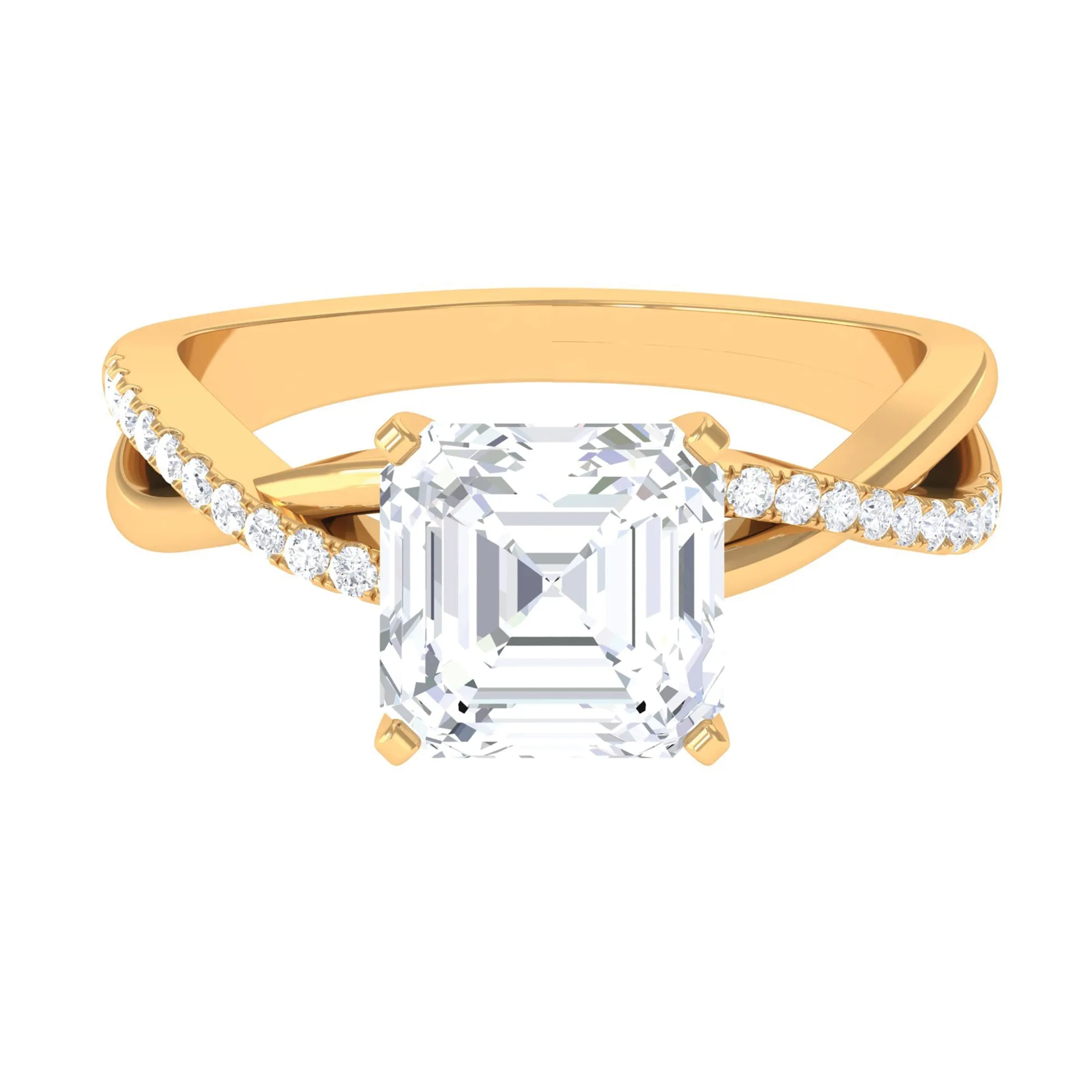 3.50 CT Asscher Cut Zircon Solitaire Engagement Ring in Infinity Shank