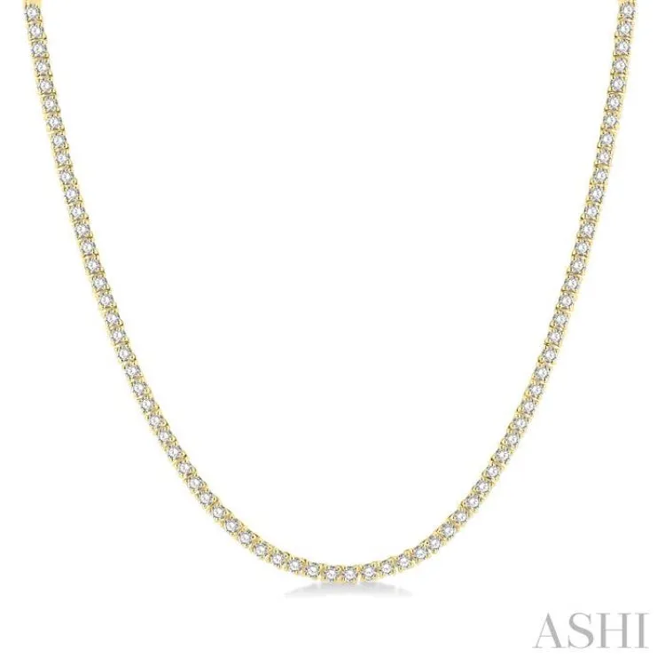 5.00 ctw Round Cut Diamond Tennis Necklace in 14K Yellow Gold