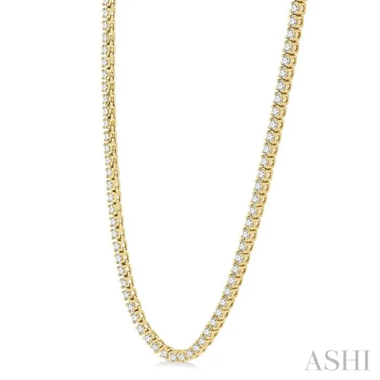 5.00 ctw Round Cut Diamond Tennis Necklace in 14K Yellow Gold