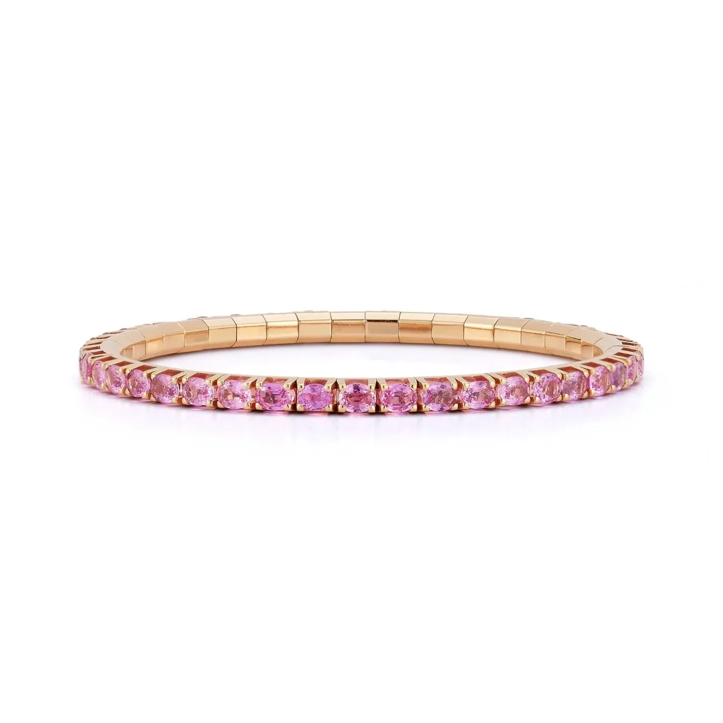 7.55CT Oval-Cut Pink Sapphire Stretch Tennis Bracelet