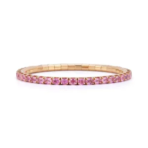 7.55CT Oval-Cut Pink Sapphire Stretch Tennis Bracelet