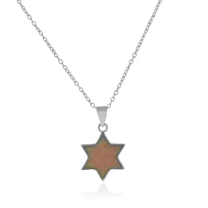 925 Sterling Silver Pink Simulated Opal Jewish Star of David Pendant Necklace