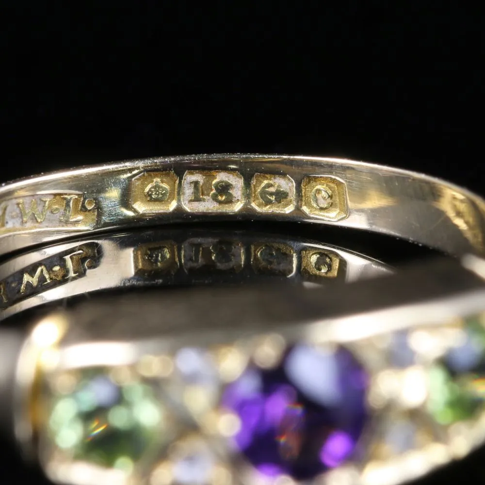 Antique Suffragette Ring Amethyst Peridot Diamond Dated 1902