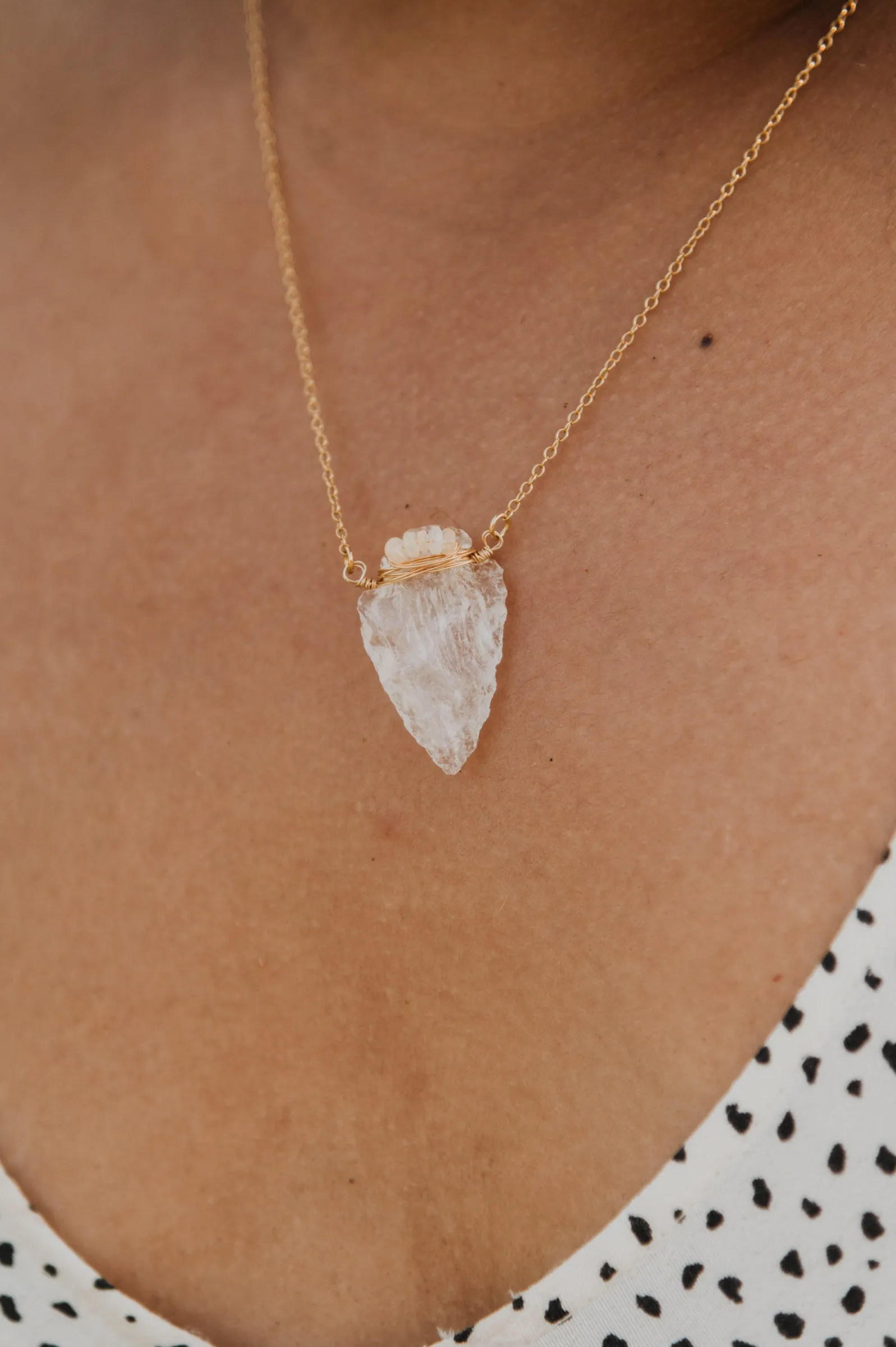 Arrowhead Necklace | Clear Quartz & Opal