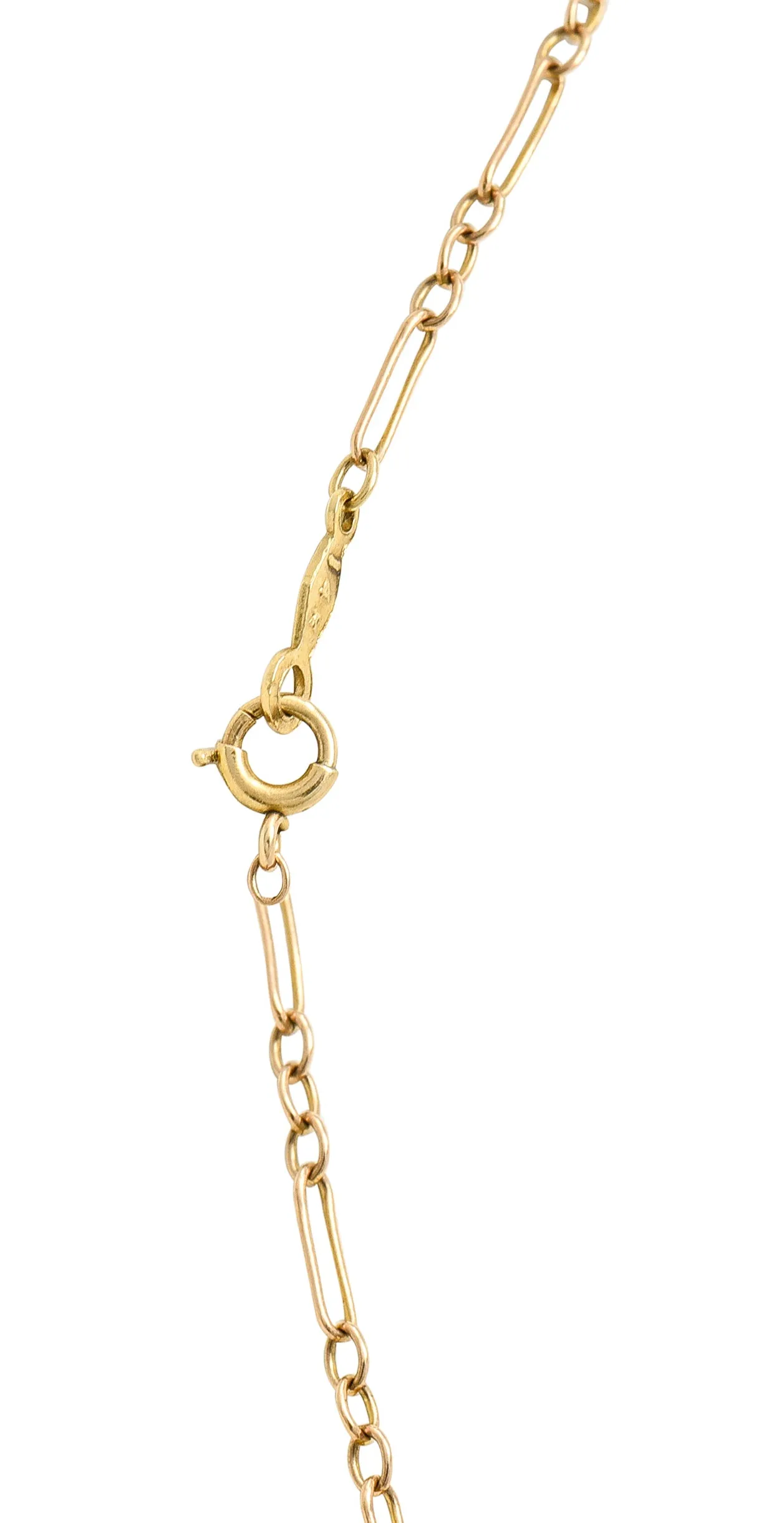 Art Nouveau Mexican Fire Opal Diamond 14 Karat Gold Whiplash Pendant Necklace