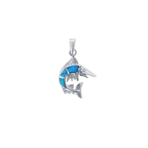 Blue Opal Swordfish Pendant (Silver)