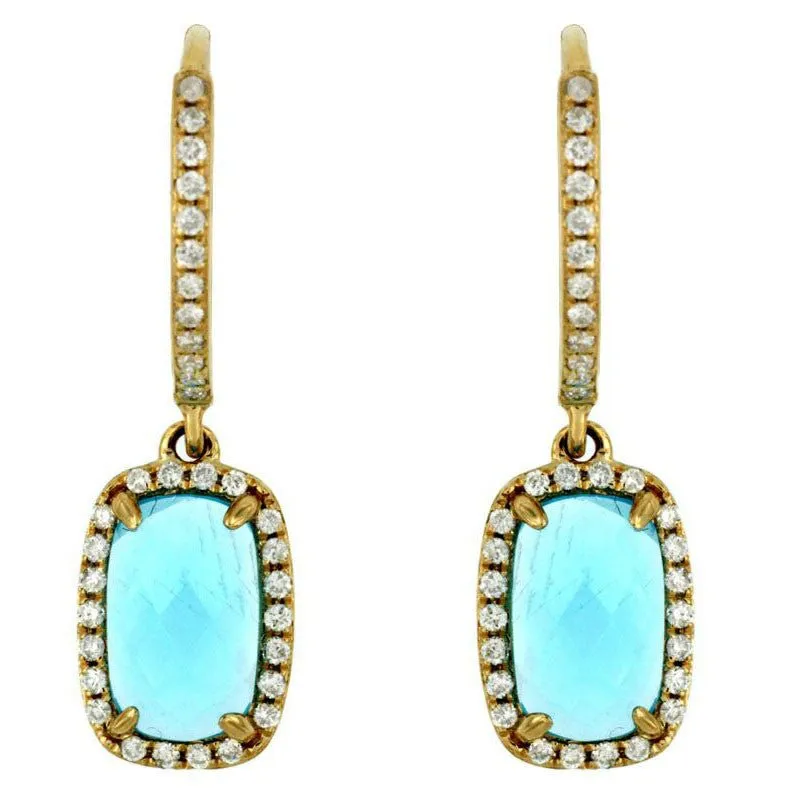 Blue Topaz and Diamond Dangle Earrings