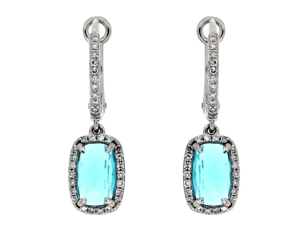 Blue Topaz and Diamond Dangle Earrings