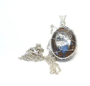 Boulder opal necklace. Boulder opal pendant. Silver necklace for women. Opal jewelry. Raw opal necklace