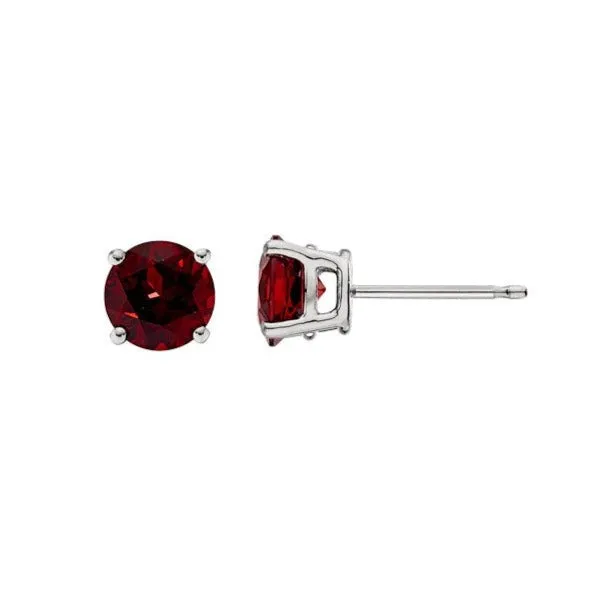 Classic Birthstone Stud Earrings with Garnet Gemstone