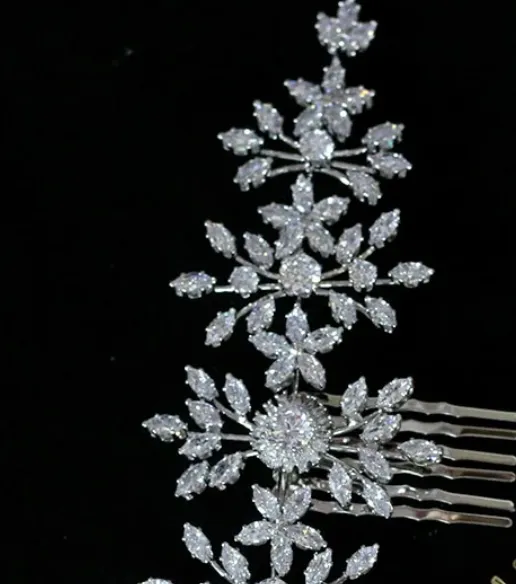 Cubic Zirconia Bridal Hair Comb Accessories in Silver or Gold