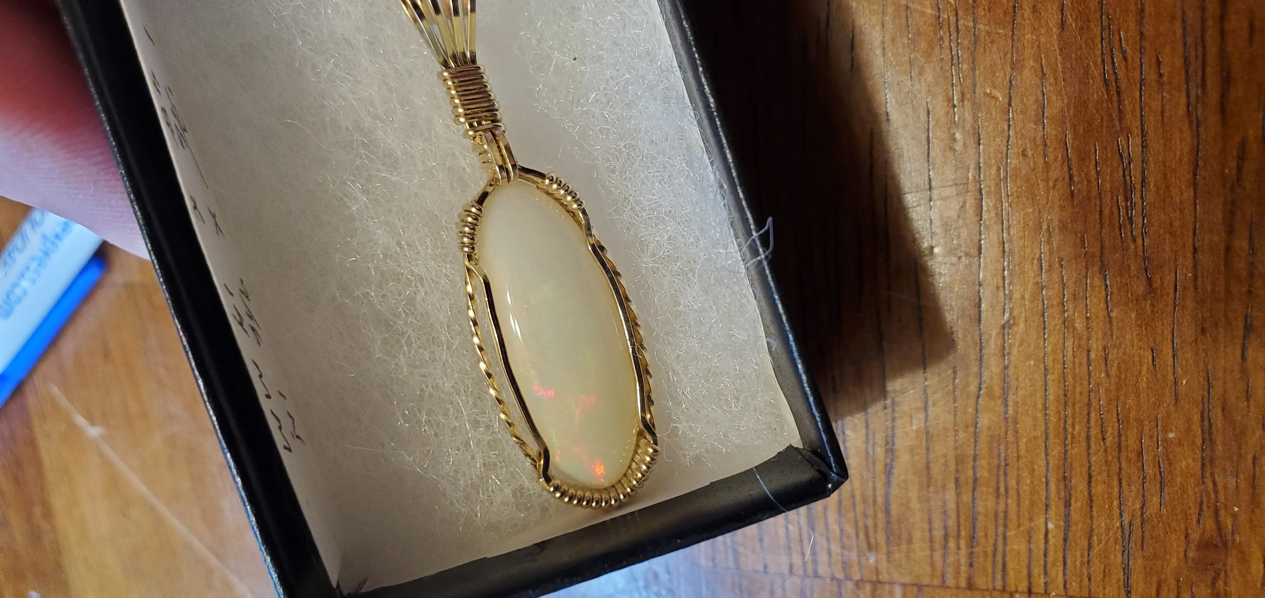 Custom Wire Wrapped Ethiopian Opal 7.5ct Necklace/Pendant 14kgf