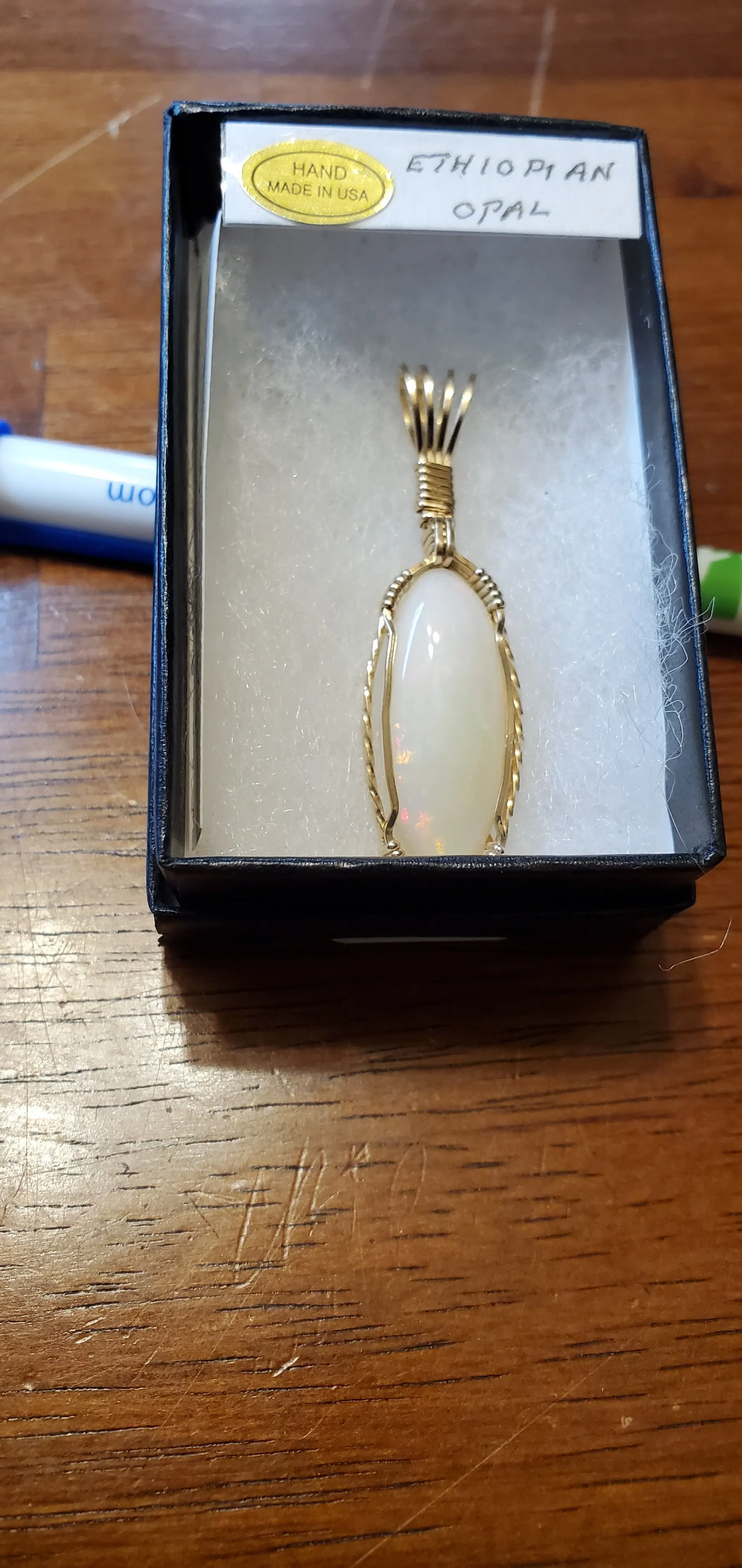 Custom Wire Wrapped Ethiopian Opal 7.5ct Necklace/Pendant 14kgf