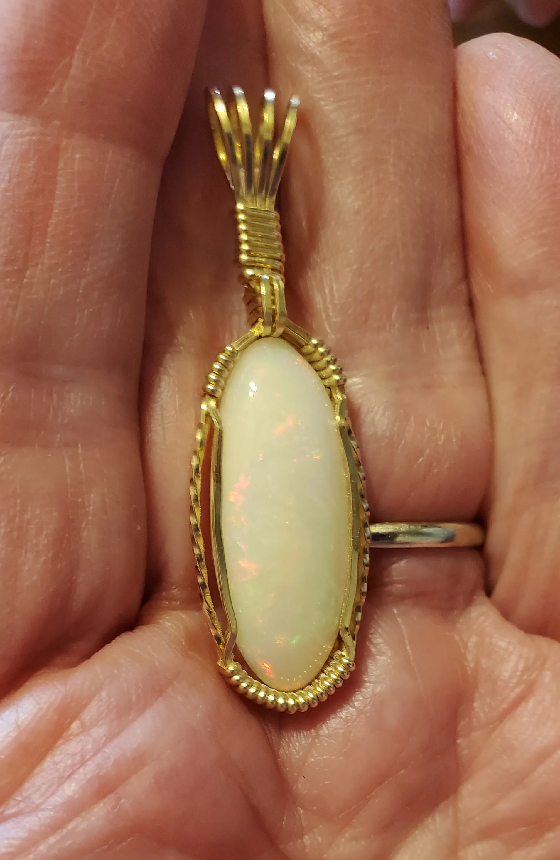 Custom Wire Wrapped Ethiopian Opal 7.5ct Necklace/Pendant 14kgf