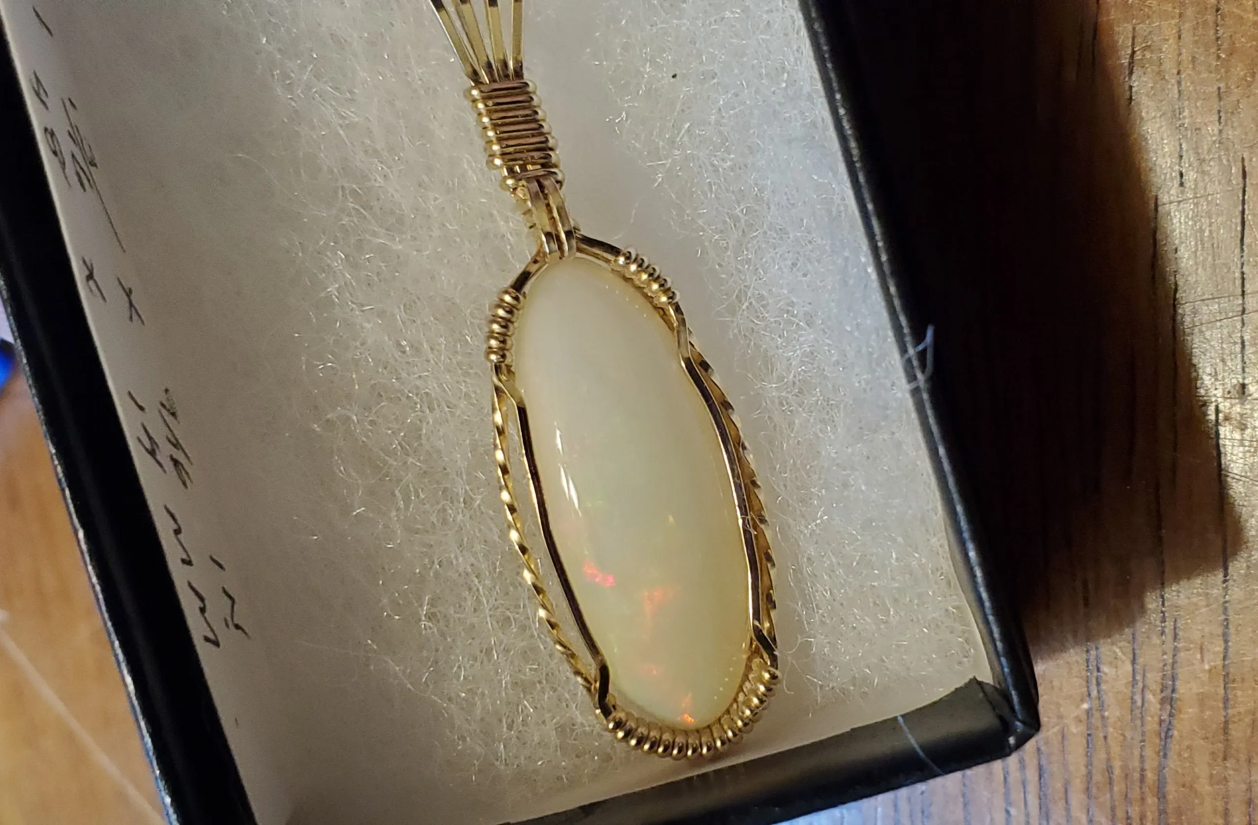 Custom Wire Wrapped Ethiopian Opal 7.5ct Necklace/Pendant 14kgf