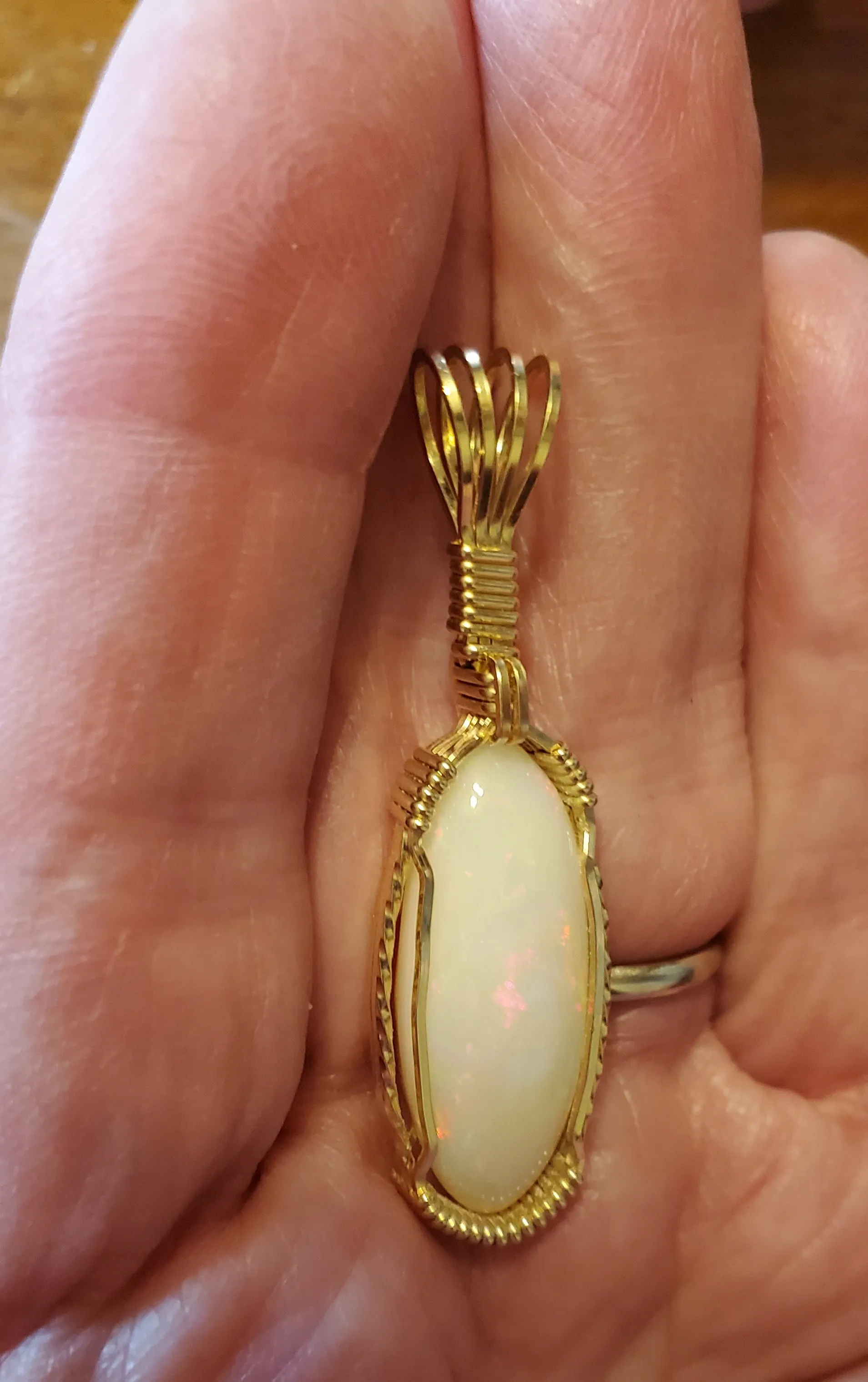 Custom Wire Wrapped Ethiopian Opal 7.5ct Necklace/Pendant 14kgf