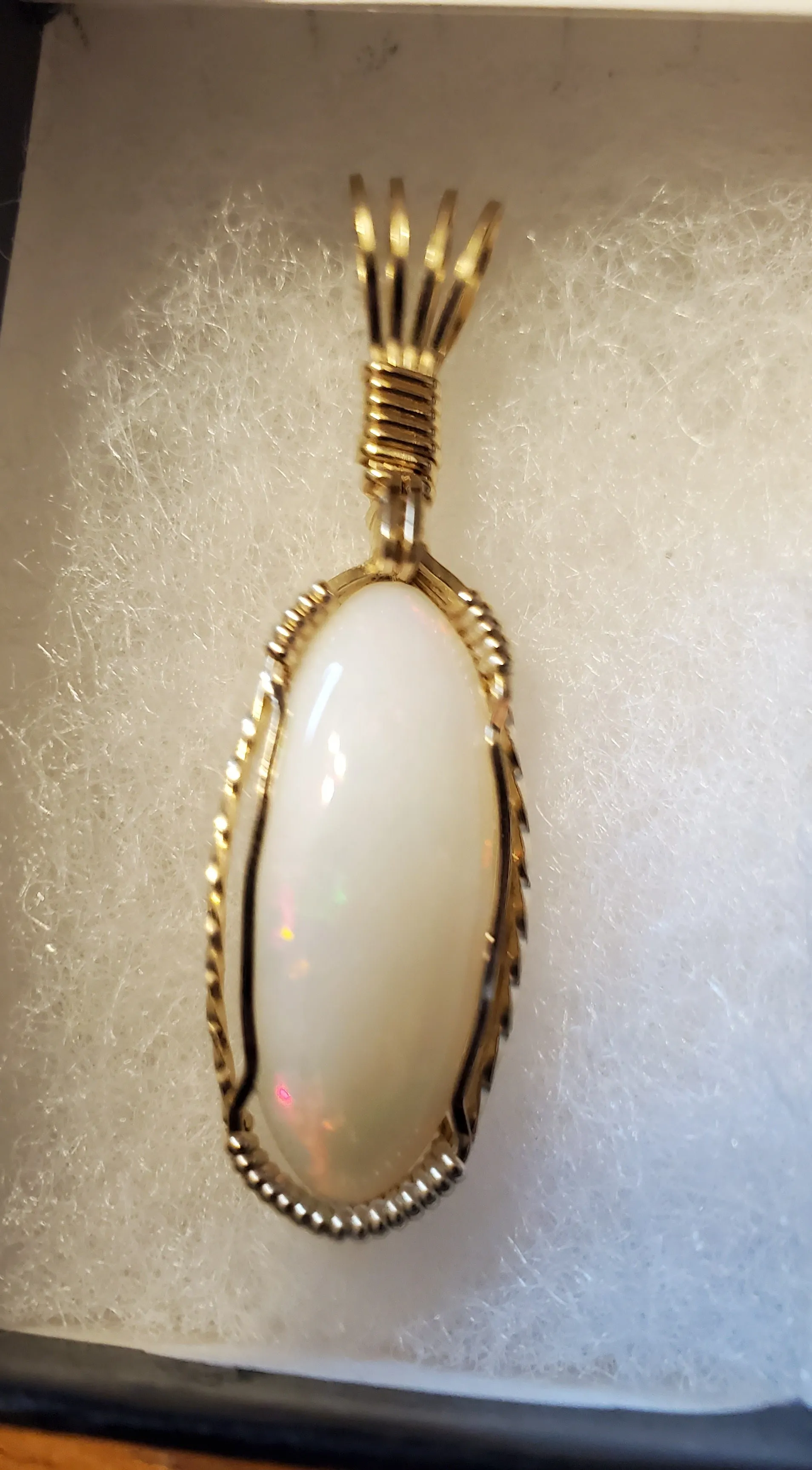 Custom Wire Wrapped Ethiopian Opal 7.5ct Necklace/Pendant 14kgf