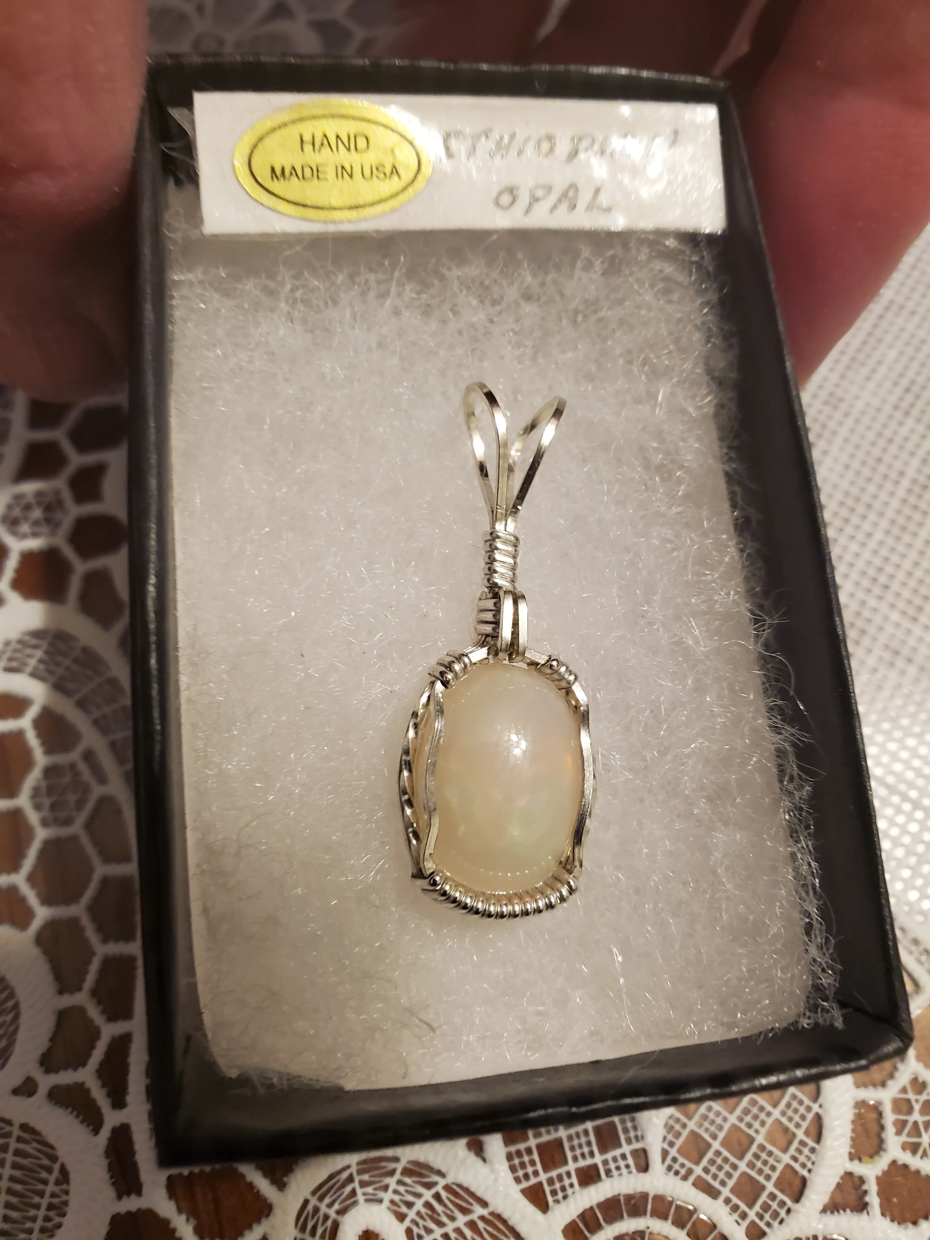 Custom Wire Wrapped Ethiopian Opal Necklace/Pendant Sterling Silver