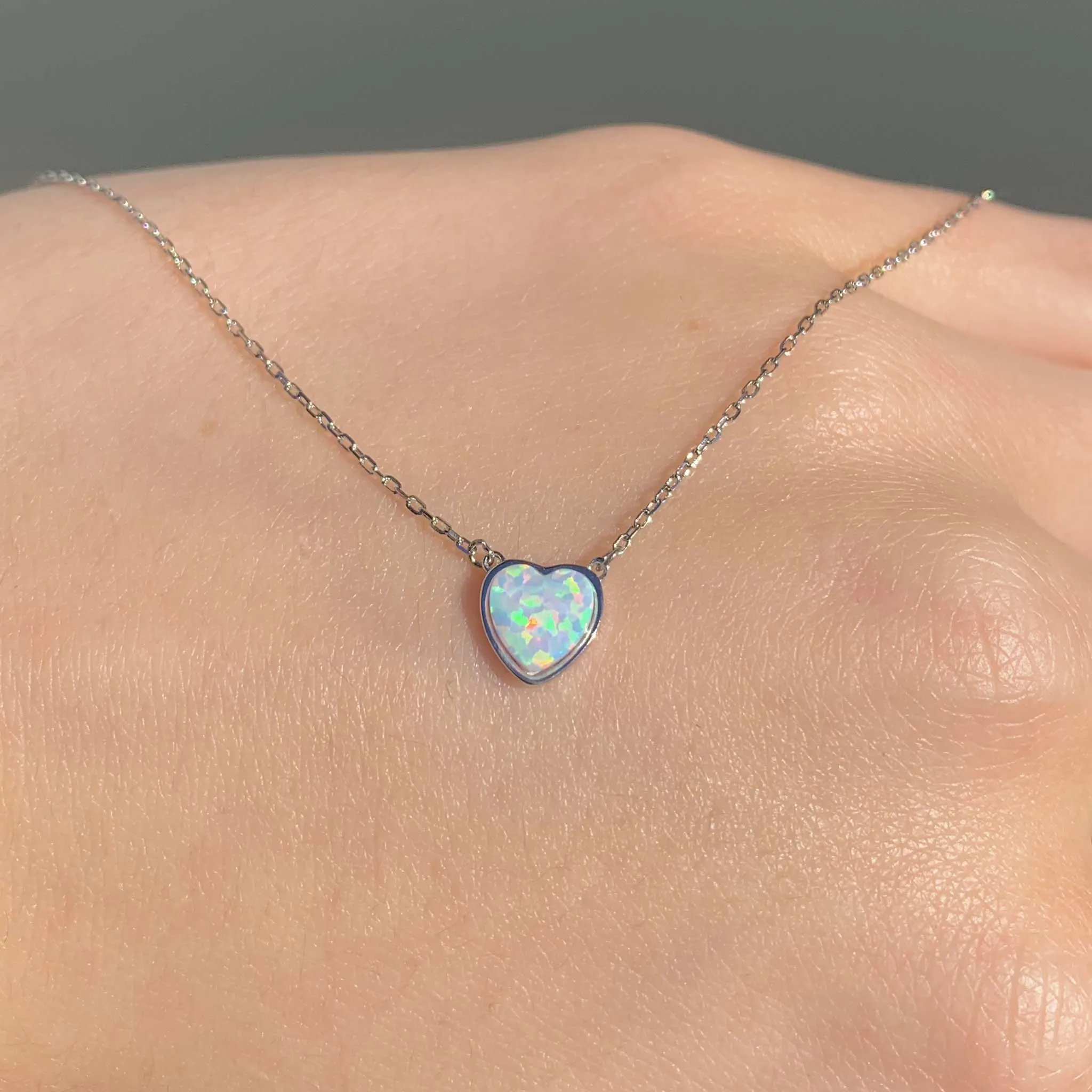Dainty Heart Opal Necklace