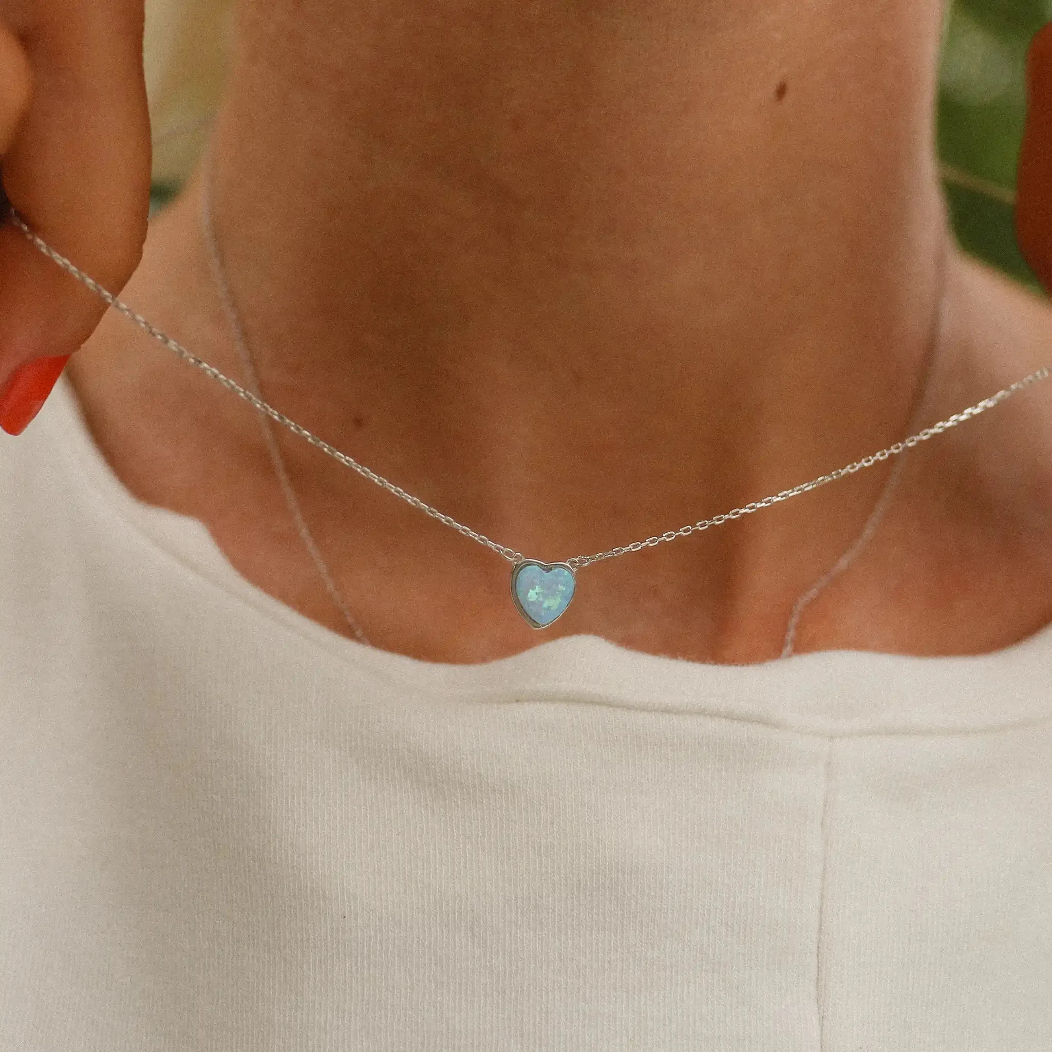 Dainty Heart Opal Necklace