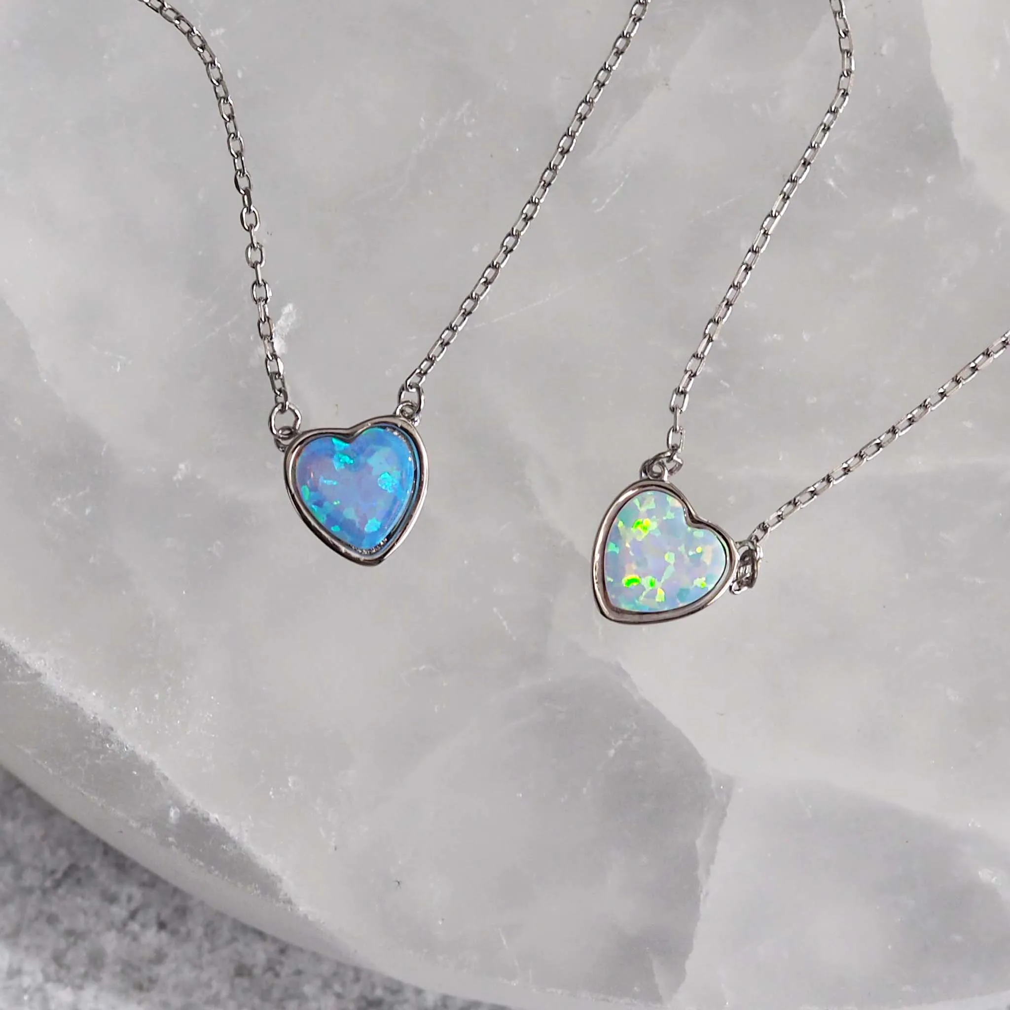 Dainty Heart Opal Necklace