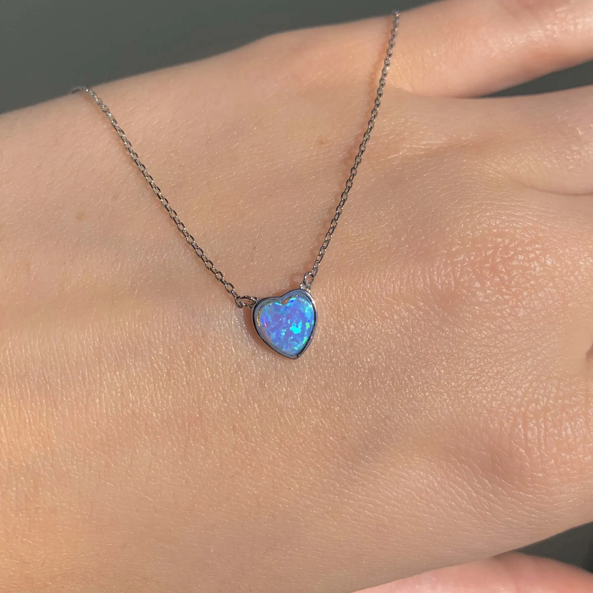Dainty Heart Opal Necklace