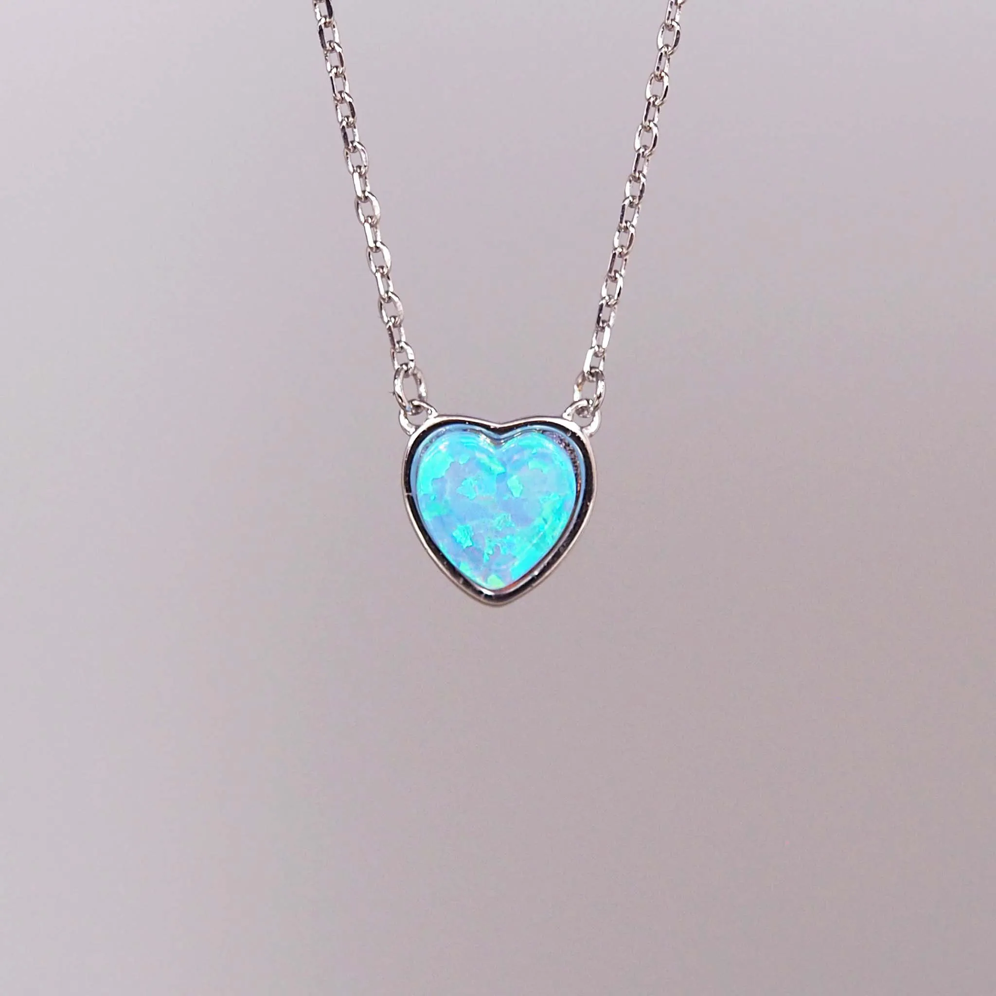 Dainty Heart Opal Necklace