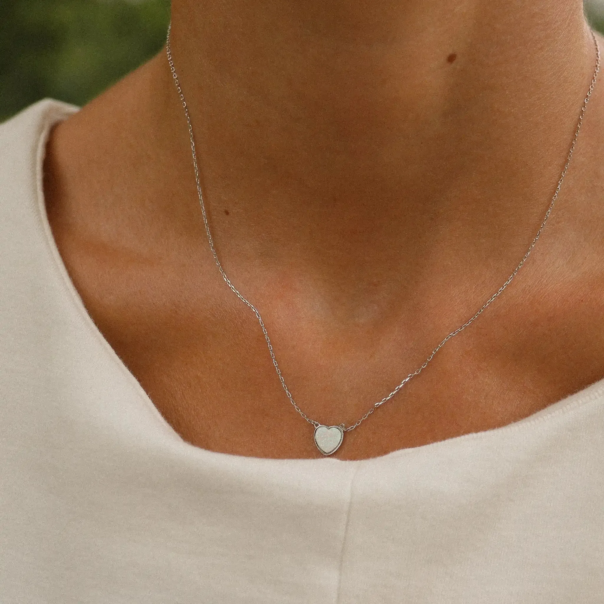 Dainty Heart Opal Necklace