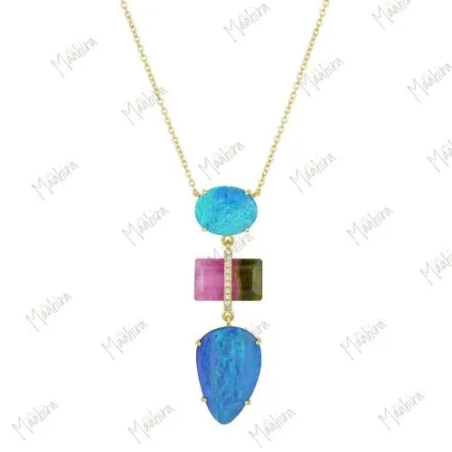 Diamond Tourmaline-Opal Necklace