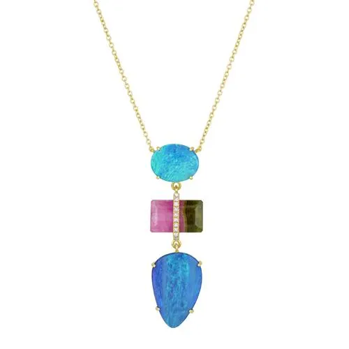 Diamond Tourmaline-Opal Necklace