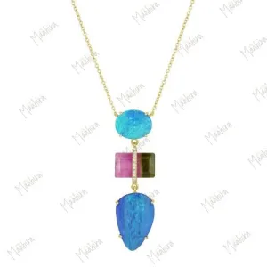 Diamond Tourmaline-Opal Necklace