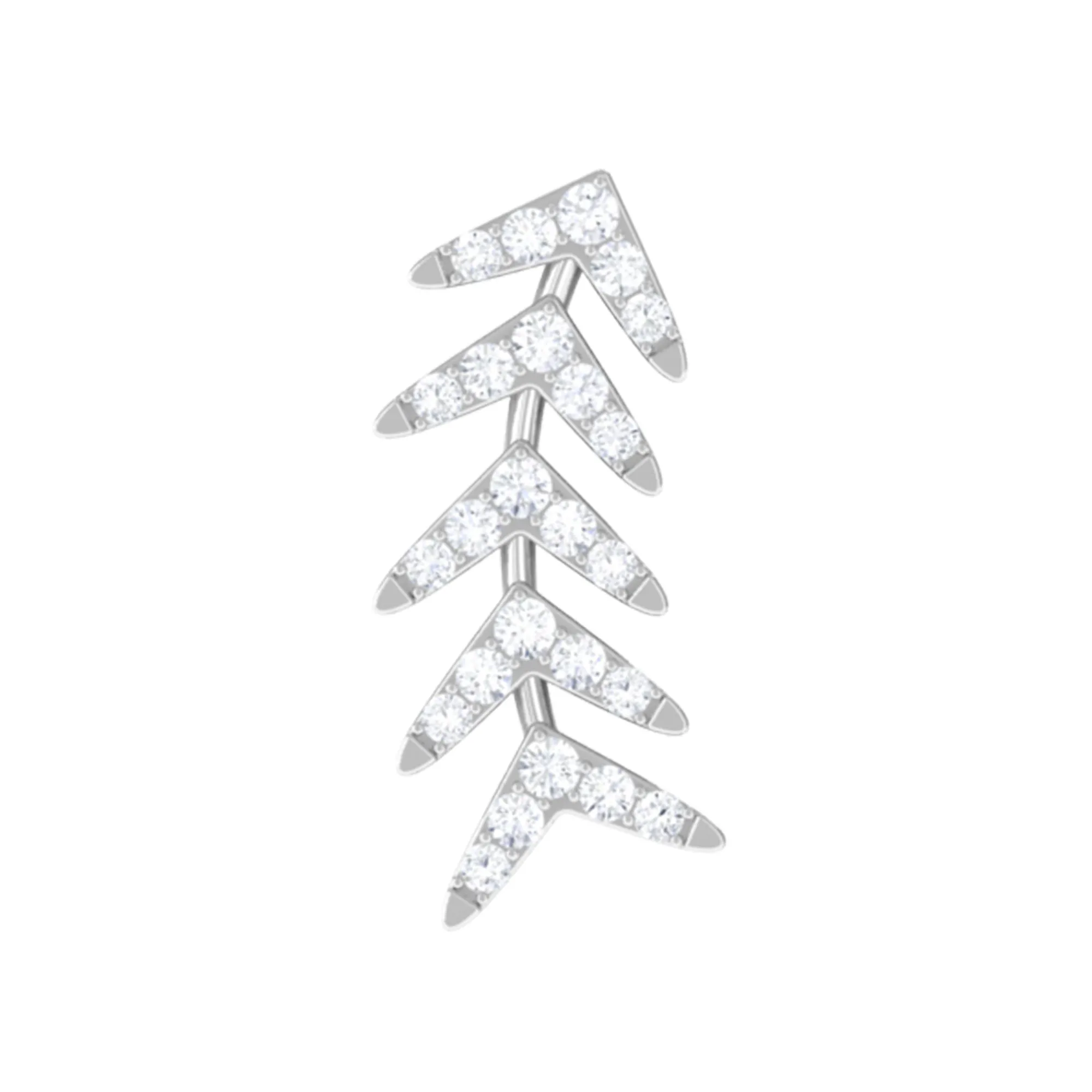 Elegant Moissanite Leaf Crawler Earring for Helix Piercing