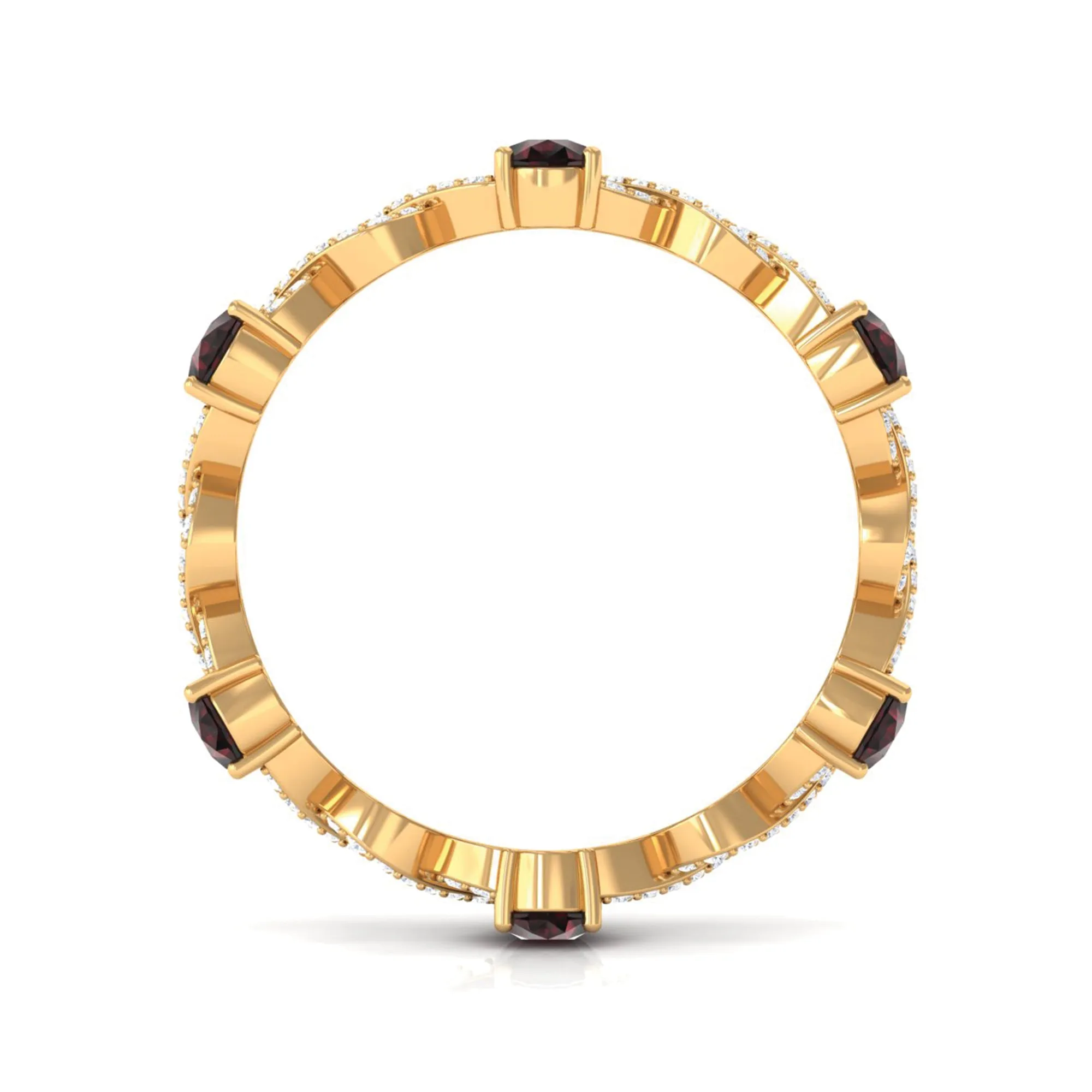Garnet and Diamond Full Eternity Ring with Crossover Shank
