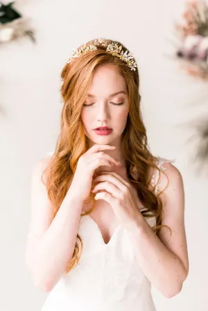 Gold woodland wedding crown - style 4010