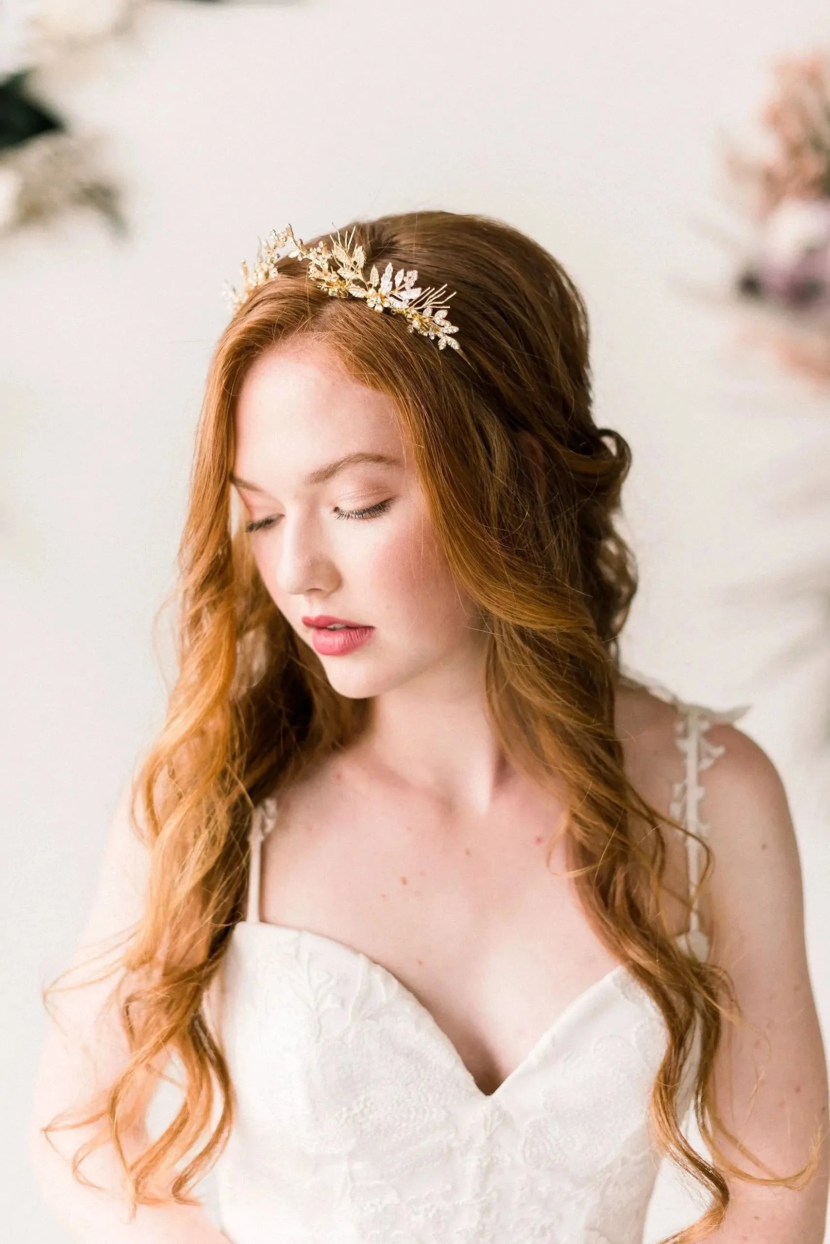 Gold woodland wedding crown - style 4010