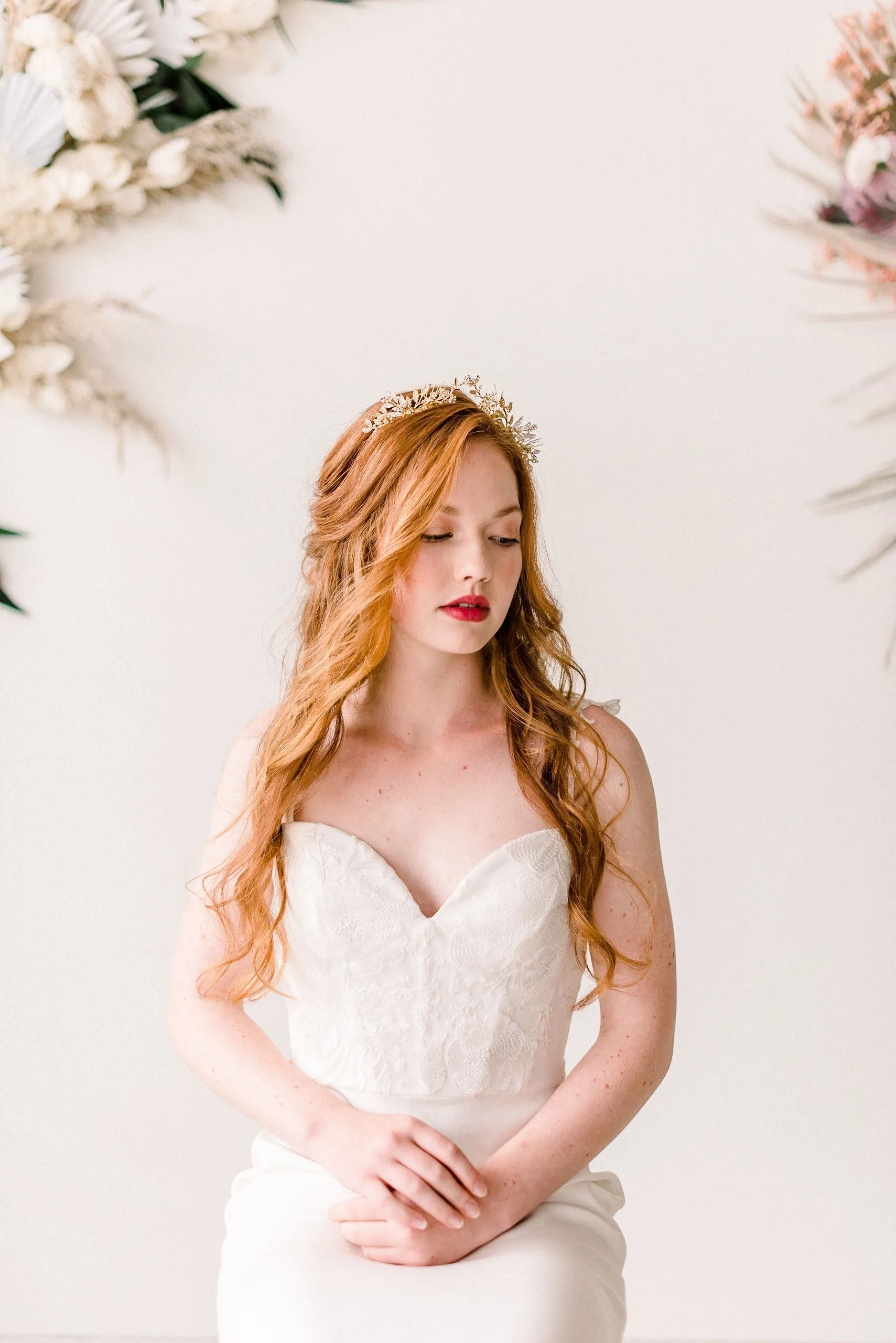 Gold woodland wedding crown - style 4010